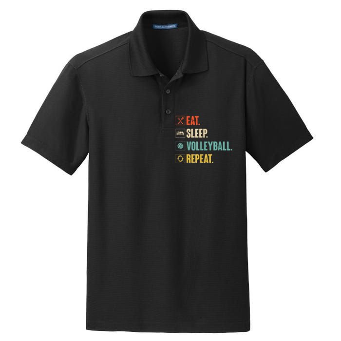 Eat Sleep Volleyball Repeat Vintage Volleyball Dry Zone Grid Polo