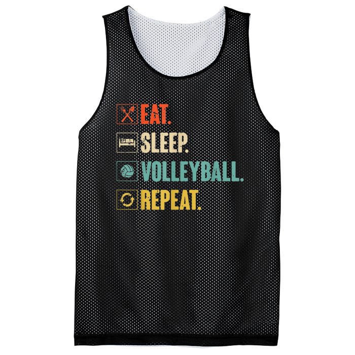 Eat Sleep Volleyball Repeat Vintage Volleyball Mesh Reversible Basketball Jersey Tank