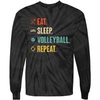 Eat Sleep Volleyball Repeat Vintage Volleyball Tie-Dye Long Sleeve Shirt