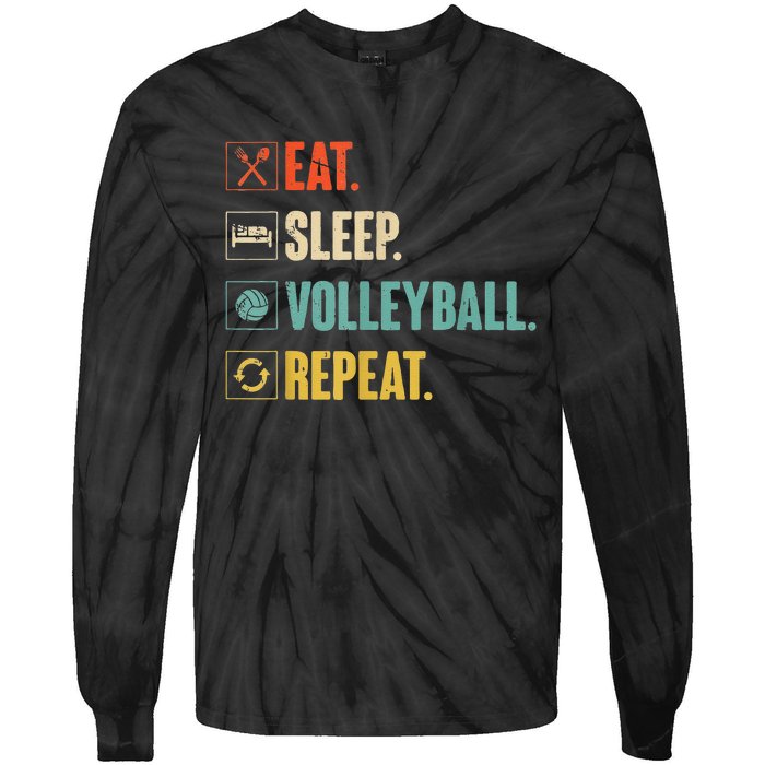 Eat Sleep Volleyball Repeat Vintage Volleyball Tie-Dye Long Sleeve Shirt