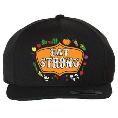 Eat Strong Vegetables Food Vegan Veggie Plant Powered Lovers Gift Wool Snapback Cap