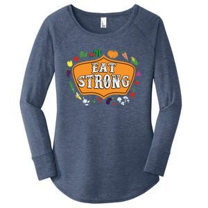 Eat Strong Vegetables Food Vegan Veggie Plant Powered Lovers Gift Women's Perfect Tri Tunic Long Sleeve Shirt