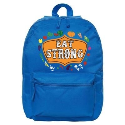 Eat Strong Vegetables Food Vegan Veggie Plant Powered Lovers Meaningful Gift 16 in Basic Backpack