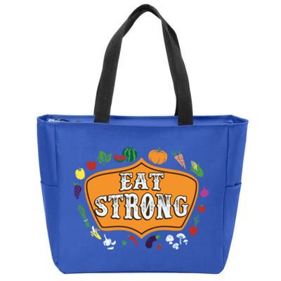 Eat Strong Vegetables Food Vegan Veggie Plant Powered Lovers Meaningful Gift Zip Tote Bag