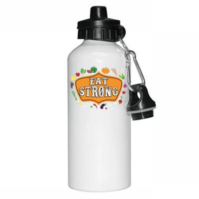 Eat Strong Vegetables Food Vegan Veggie Plant Powered Lovers Meaningful Gift Aluminum Water Bottle 