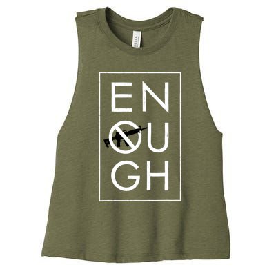 Enough School Walkout Shirt #Enough Ban Assault Weapons Women's Racerback Cropped Tank