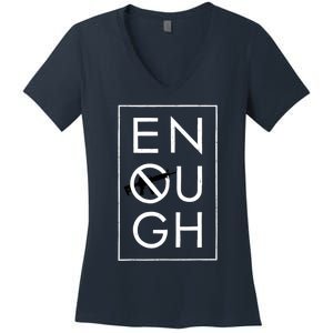 Enough School Walkout Shirt #Enough Ban Assault Weapons Women's V-Neck T-Shirt