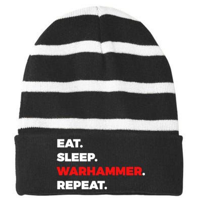 Eat Sleep Warhammer Repeat Striped Beanie with Solid Band