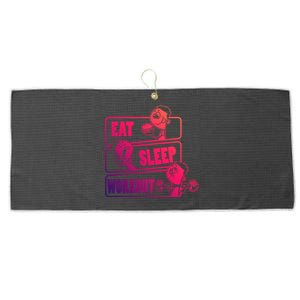 Eat Sleep Workout Repeat Gift Funny Work Out Gym Gift Large Microfiber Waffle Golf Towel