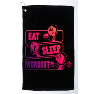 Eat Sleep Workout Repeat Gift Funny Work Out Gym Gift Platinum Collection Golf Towel