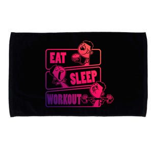 Eat Sleep Workout Repeat Gift Funny Work Out Gym Gift Microfiber Hand Towel