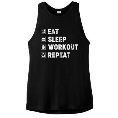 Eat Sleep Workout Repeat Funny Workout Gym Fitness Funny Gift Ladies PosiCharge Tri-Blend Wicking Tank