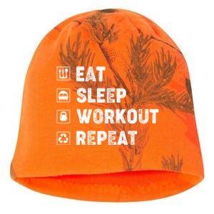 Eat Sleep Workout Repeat Funny Workout Gym Fitness Funny Gift Kati - Camo Knit Beanie