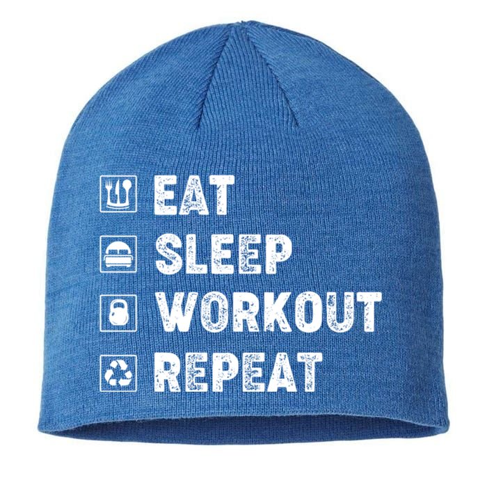 Eat Sleep Workout Repeat Funny Workout Gym Fitness Funny Gift Sustainable Beanie