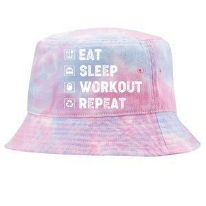 Eat Sleep Workout Repeat Funny Workout Gym Fitness Funny Gift Tie-Dyed Bucket Hat