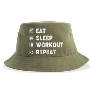 Eat Sleep Workout Repeat Funny Workout Gym Fitness Funny Gift Sustainable Bucket Hat