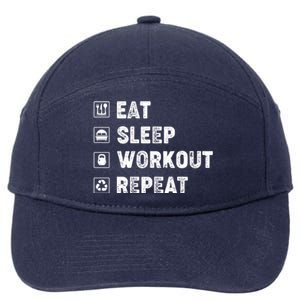 Eat Sleep Workout Repeat Funny Workout Gym Fitness Funny Gift 7-Panel Snapback Hat