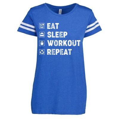 Eat Sleep Workout Repeat Funny Workout Gym Fitness Funny Gift Enza Ladies Jersey Football T-Shirt