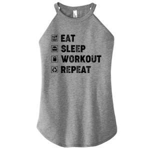 Eat Sleep Workout Repeat Funny Workout Gym Fitness Funny Gift Women’s Perfect Tri Rocker Tank