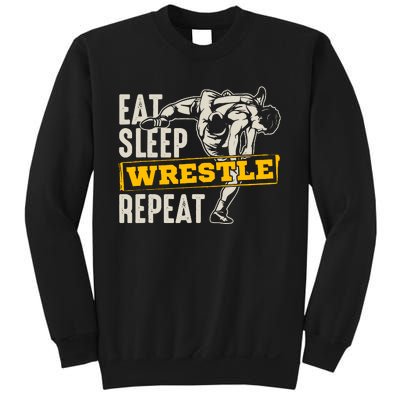 Eat Sleep Wrestle Repeat Funny Wrestling Gift Sweatshirt