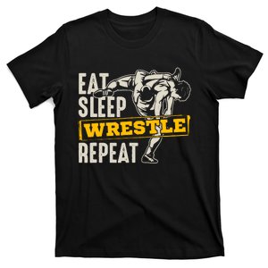 Eat Sleep Wrestle Repeat Funny Wrestling Gift T-Shirt