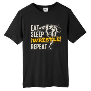 Eat Sleep Wrestle Repeat Funny Wrestling Gift Tall Fusion ChromaSoft Performance T-Shirt