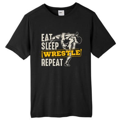 Eat Sleep Wrestle Repeat Funny Wrestling Gift Tall Fusion ChromaSoft Performance T-Shirt