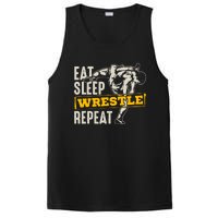 Eat Sleep Wrestle Repeat Funny Wrestling Gift PosiCharge Competitor Tank