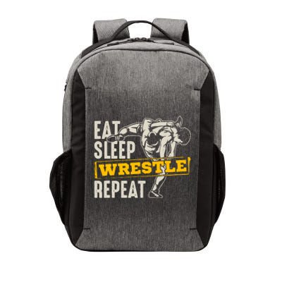 Eat Sleep Wrestle Repeat Funny Wrestling Gift Vector Backpack