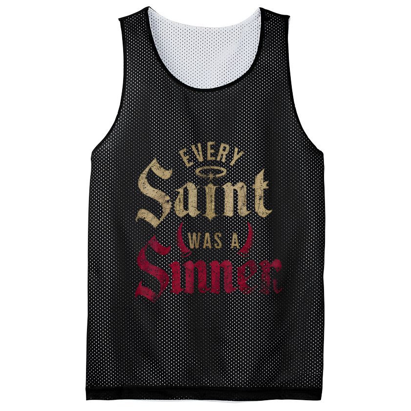 Every Saint Was A Sinner Mesh Reversible Basketball Jersey Tank