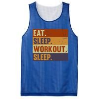 Eat Sleep Workout Repeat Funny Gift Funny Vintage Bodybuilder Gym Meaningful Gif Mesh Reversible Basketball Jersey Tank