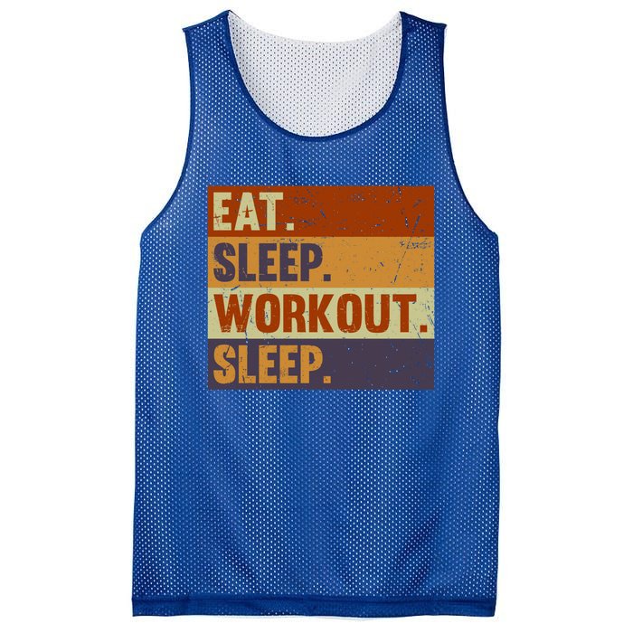 Eat Sleep Workout Repeat Funny Gift Funny Vintage Bodybuilder Gym Meaningful Gif Mesh Reversible Basketball Jersey Tank