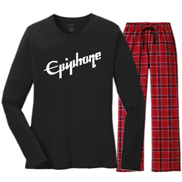 Epiphone Style White Women's Long Sleeve Flannel Pajama Set 