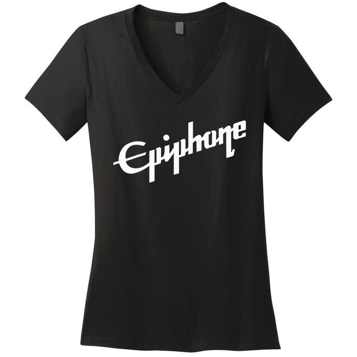 Epiphone Style White Women's V-Neck T-Shirt