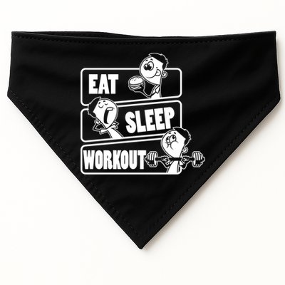 Eat Sleep Workout Repeat Gift Funny Work Out Gym Gift Funny Gift USA-Made Doggie Bandana