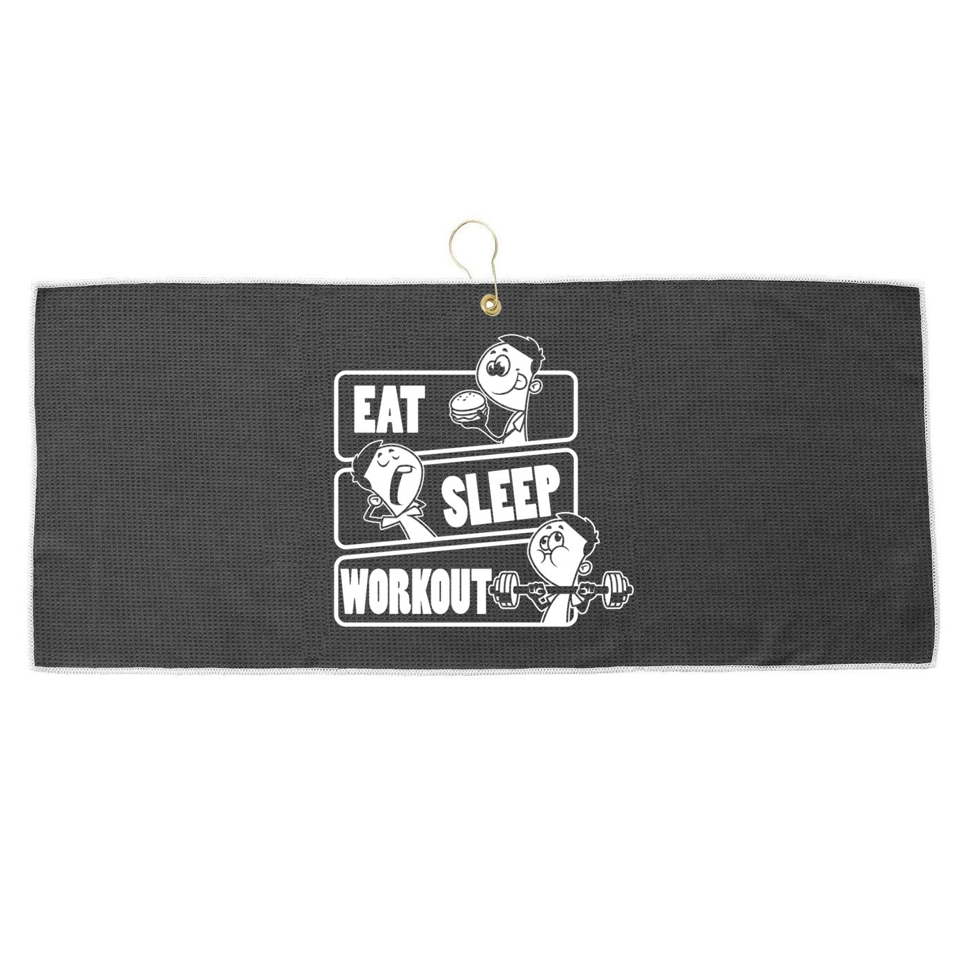 Eat Sleep Workout Repeat Gift Funny Work Out Gym Gift Funny Gift Large Microfiber Waffle Golf Towel