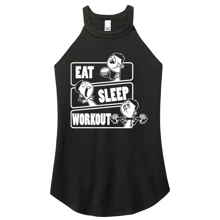Eat Sleep Workout Repeat Gift Funny Work Out Gym Gift Funny Gift Women's Perfect Tri Rocker Tank