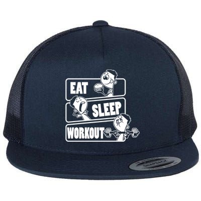 Eat Sleep Workout Repeat Gift Funny Work Out Gym Gift Funny Gift Flat Bill Trucker Hat