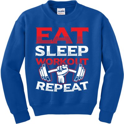 Eat Sleep Workout Repeat Gym Training Gift Kids Sweatshirt