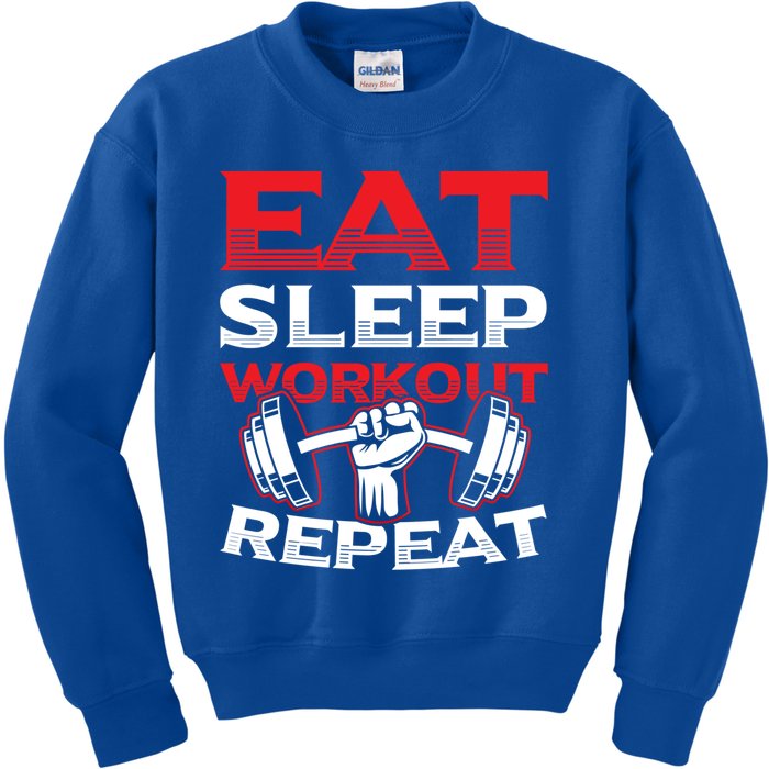 Eat Sleep Workout Repeat Gym Training Gift Kids Sweatshirt