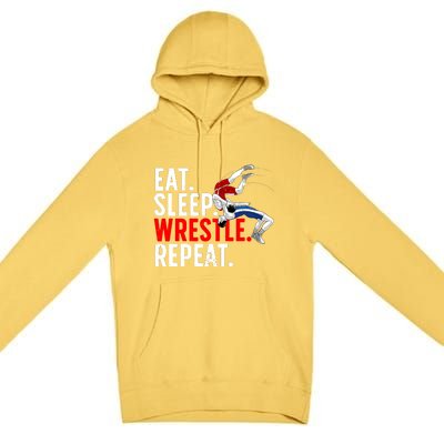 Eat Sleep Wrestle Repeat Premium Pullover Hoodie