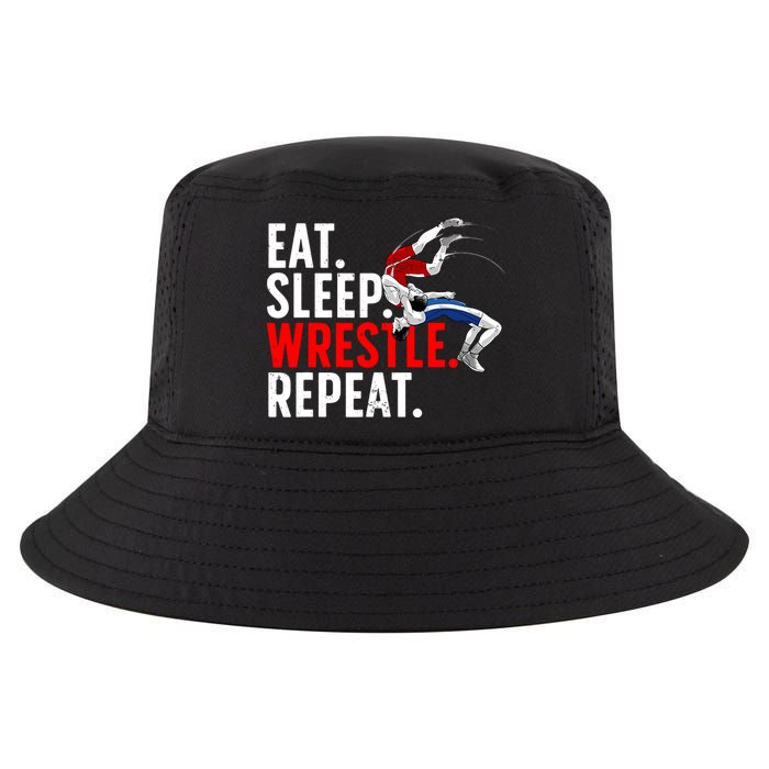 Eat Sleep Wrestle Repeat Cool Comfort Performance Bucket Hat