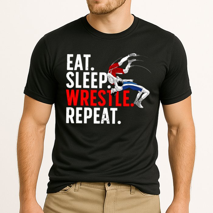 Eat Sleep Wrestle Repeat Cooling Performance Crew T-Shirt
