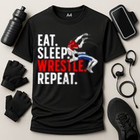 Eat Sleep Wrestle Repeat Cooling Performance Crew T-Shirt