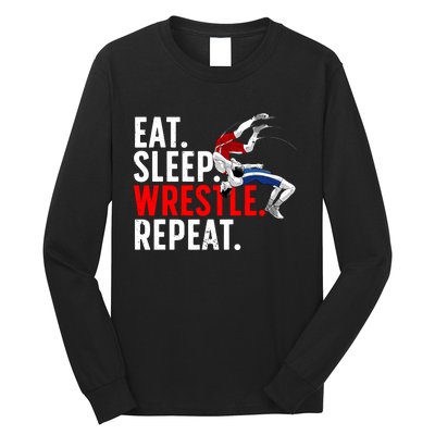 Eat Sleep Wrestle Repeat Long Sleeve Shirt