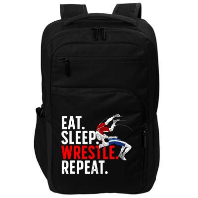 Eat Sleep Wrestle Repeat Impact Tech Backpack