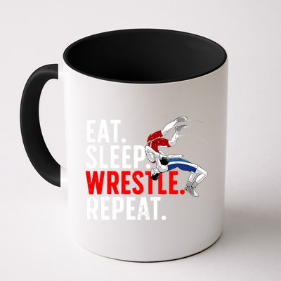 Eat Sleep Wrestle Repeat Mug