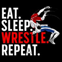 Eat Sleep Wrestle Repeat Drawstring Bag