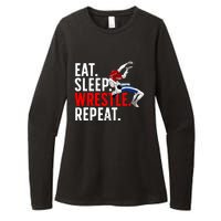 Eat Sleep Wrestle Repeat Womens CVC Long Sleeve Shirt