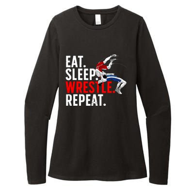 Eat Sleep Wrestle Repeat Womens CVC Long Sleeve Shirt